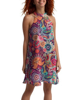 Peex Halter Flare Dress Chiffon Retro Paisley Colorful - Blissfully Brand